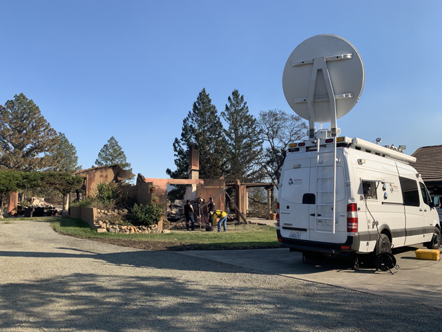 Burned out home after the Kincade Fire, live shot for CBS Evening News