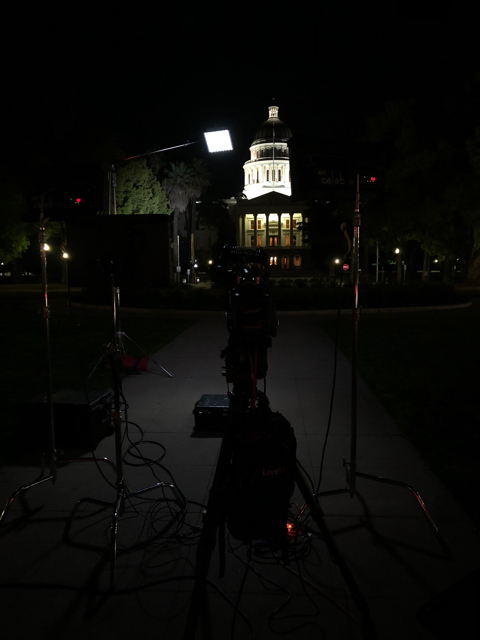 The setup for a CTM live shot in Sacramento, CA.