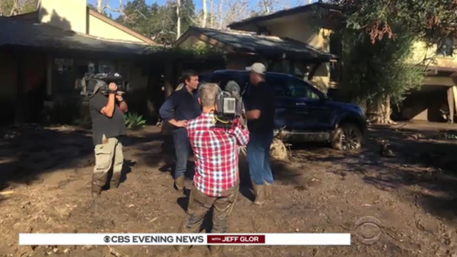 Frame grab of Larry Warner covering mudslide in Montecito, CA.