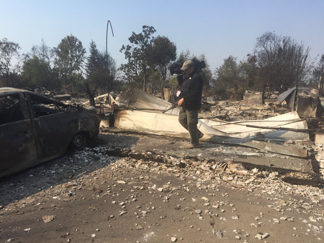 Larry Warner picking up shots in Coffey Park, Santa Rosa, CA
